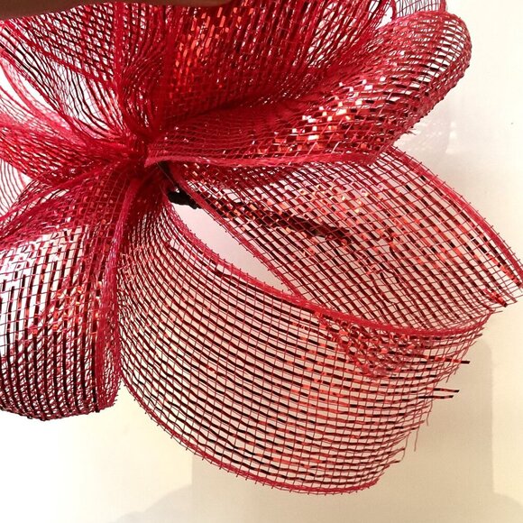 BIG RED BOW MESH METALLIC RIBBON WREATH CRAFTS DIY GIFTS - Picture 7 of 8